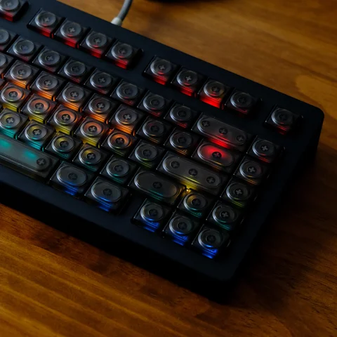 KBDiy черные прозрачные игровые колпачки PBT 115 клавиш для MX