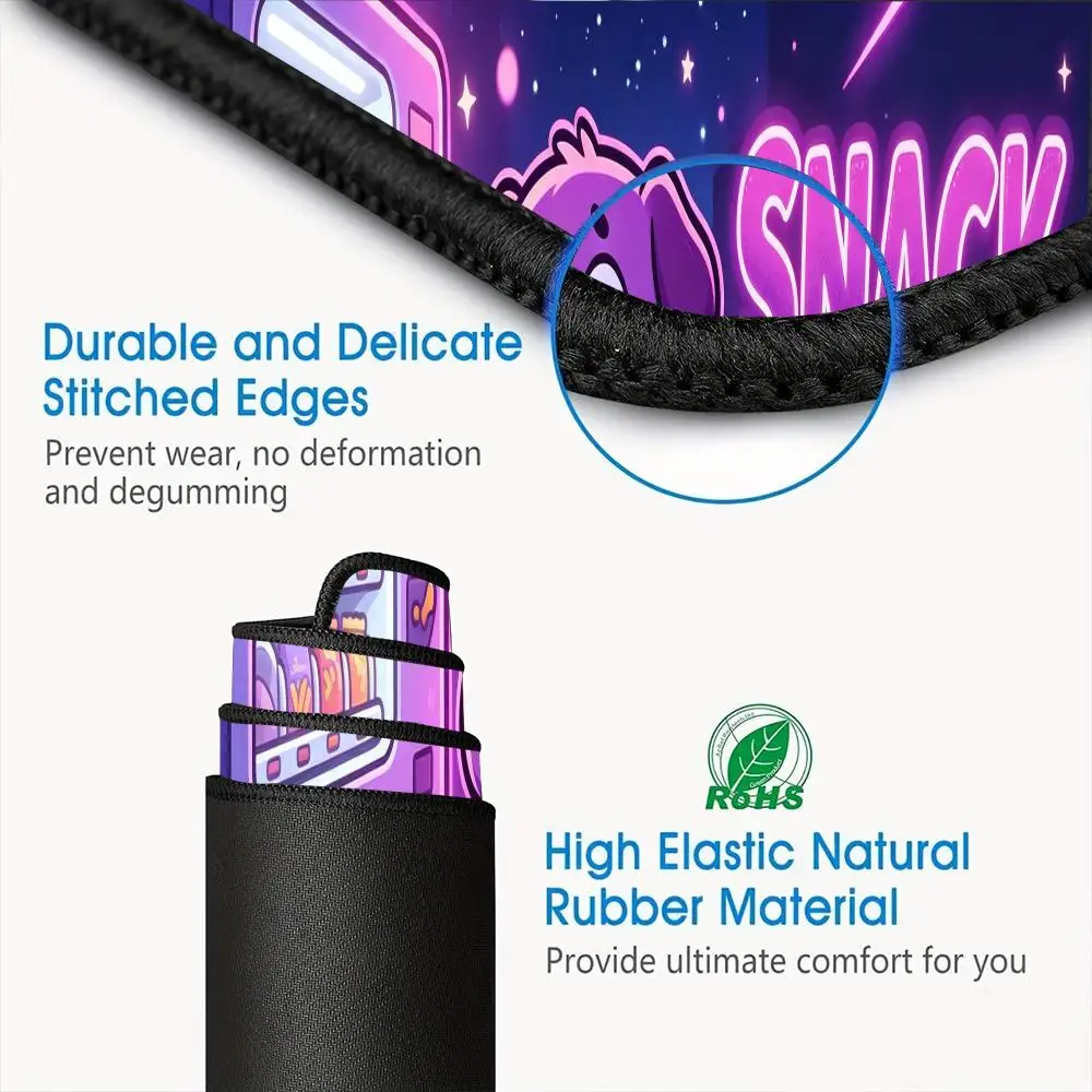 Фото Игровой коврик для мыши Pixel Purple Dog Neon Snack Design, из натурального каучука, нескользящий, большого размера, для ноутбука, настольного компьютера, спальни, игр и работы. №5