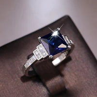 squar saphire diamond ring women engagement wedding jewelry gift boy rings