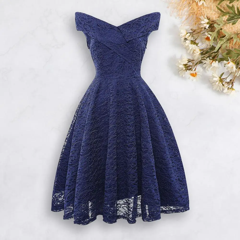 

Элегантное летнее платье А-силуэта, дышащее кружевное женское платье для выпускного вечера, женское платье на скрытой молнии для выпускног...