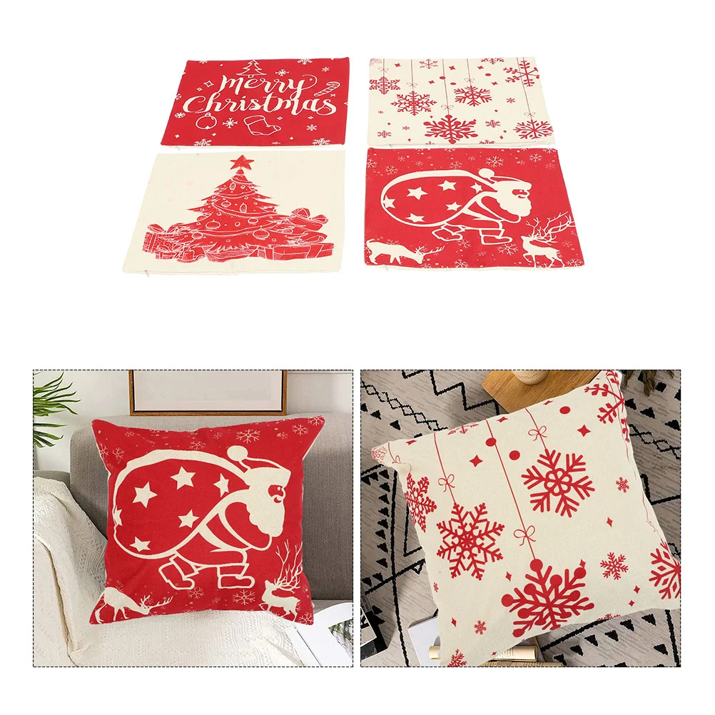 

Pillow Christmas Coverpillowcase Cushion Casesquare Covers Throw Protector Sofa Pillows Decorative Couch Tree Decorations