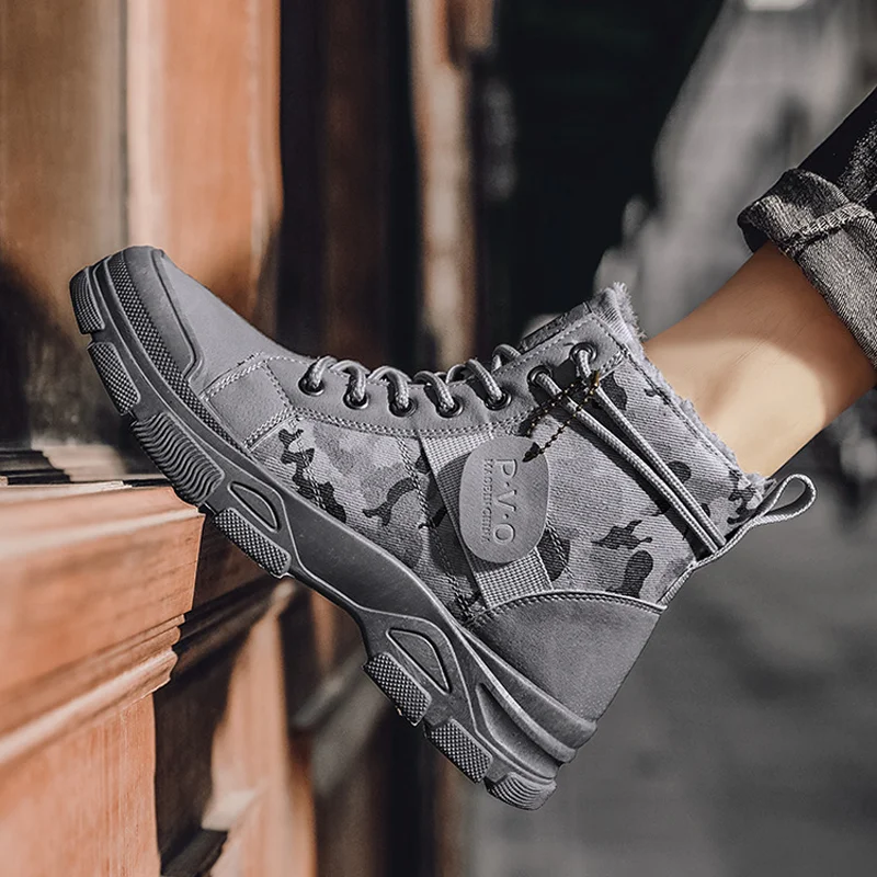Winter Camouflage Boots for Men Trend Casual Warm Outdoor Male Sports Shoes Fashion Comfortable Tooling Desert Military Boots