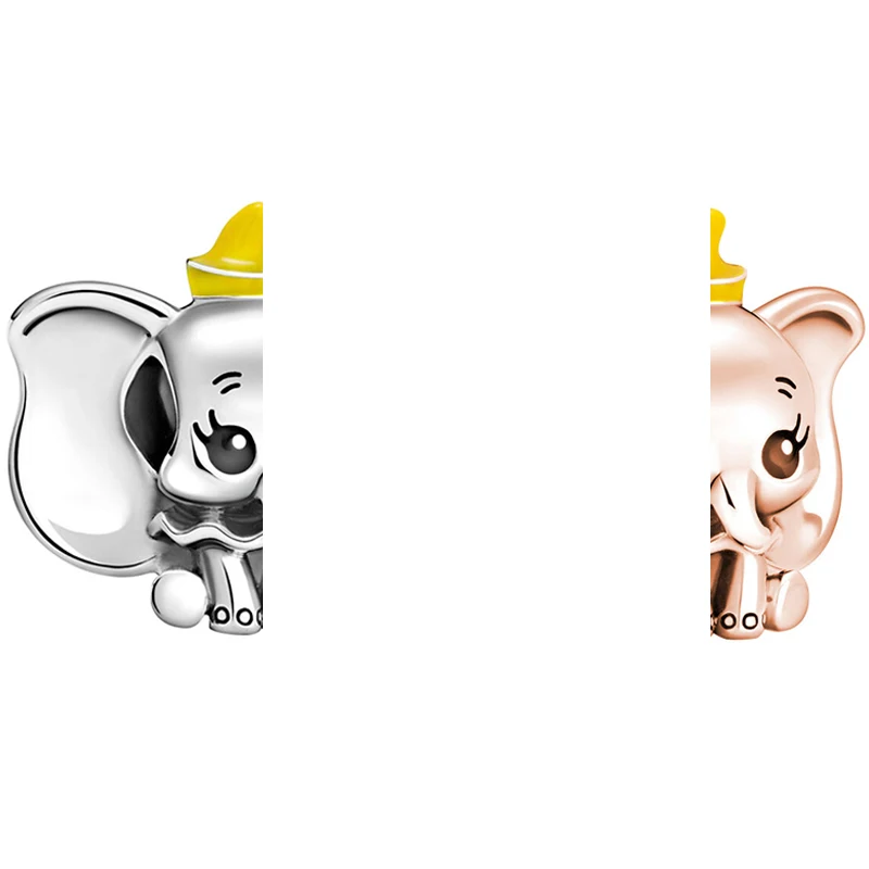 

Fit Original Pan Cute Cartoon Silver Color Dumbo Charms Bracelet Women DIY Anime Little Flying Elephant Beads for Jewelry Making
