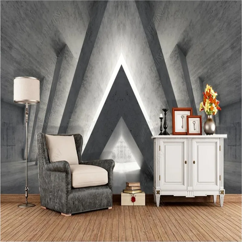 Ретро ностальгические геометрические абстрактные серые обои 3D декор для
