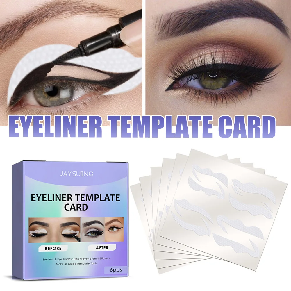 

6Pcs Eyeliner Stencils Kit Eye Makeup Template Stickers Non-Woven Eye Liner Template Cards Eyeliner Shaping Tools For Beginner