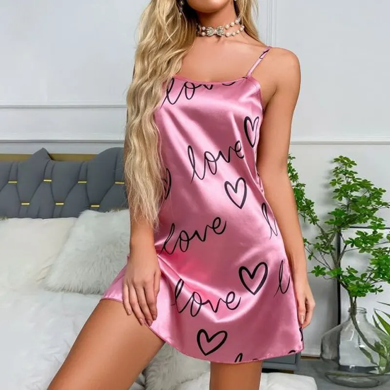 

Women's sexy sleeveless pajamas satin chemical underwear pajamas camouflage suspender dress pajamas