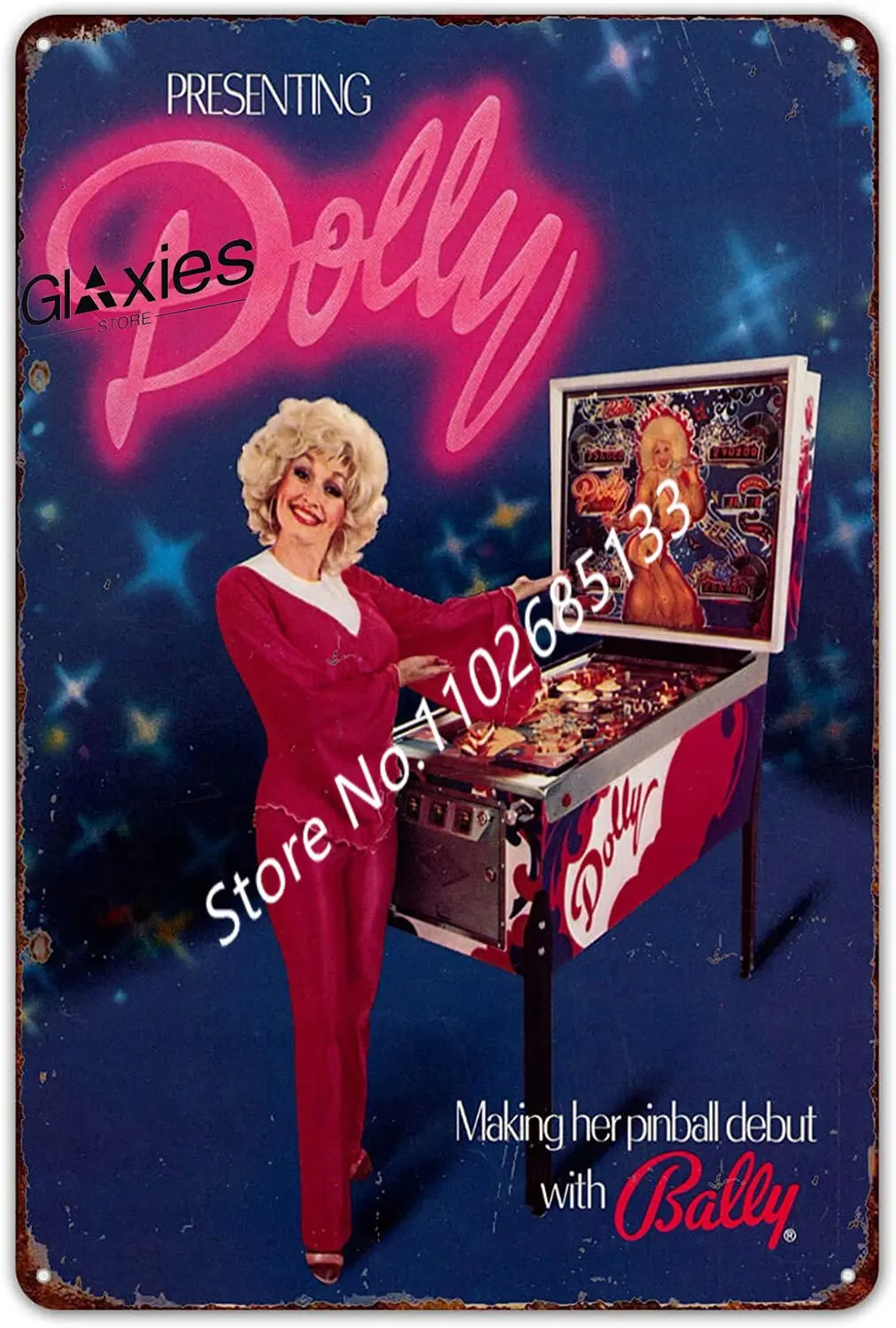 

Sarcarse Tin Sign Metal Signs Vintage Novelty Wall Decor for Patio Bar Ranch Gym Laundry Room Dolly Parton Bally Pinball Vintage