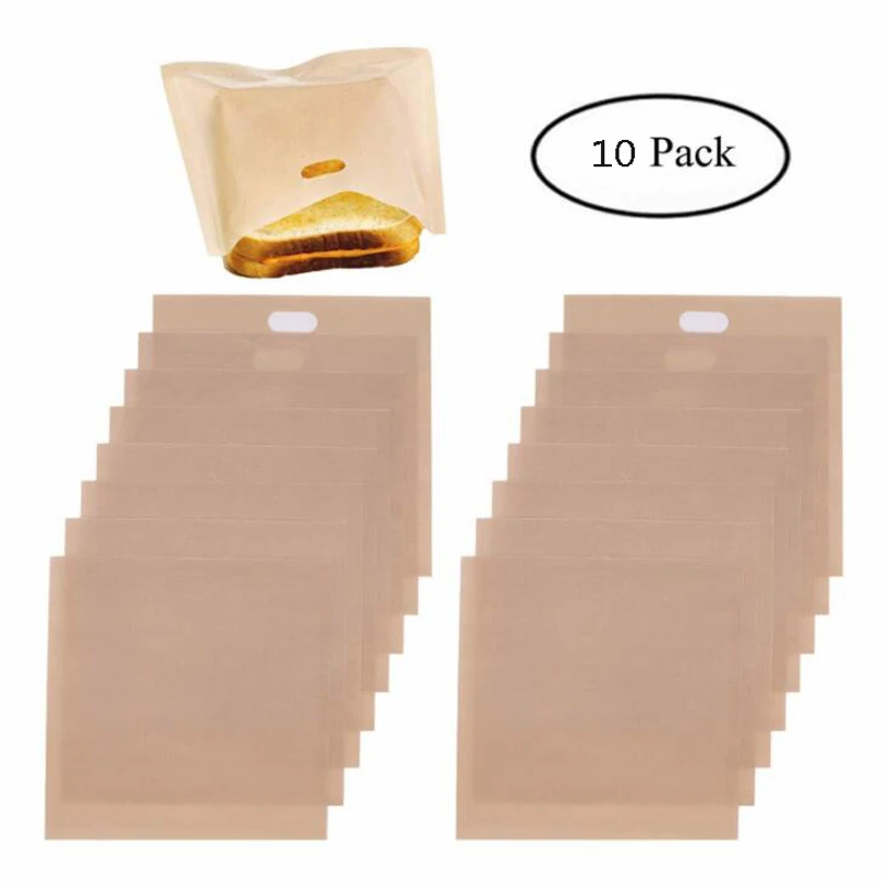 

10 pcs/set Reusable Toaster Bag Non Stick Bread Bag Sandwich Bags Fiberglass Toast Microwave Heating Pastry Tools