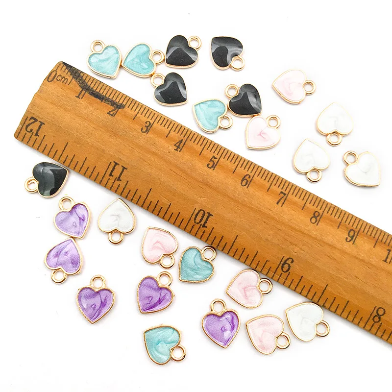 25pcs 9x12mm Peach Heart Charm Love Heart Shape Pendants for Jewelry Making Bracelet Diy Earrings Supplies Hand Made Accessories