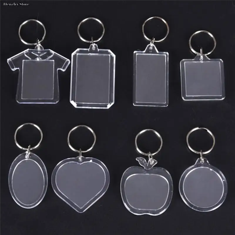 

5Pcs Transparent Blank Acrylic Insert Keychain Photo Picture Frame Keyring Holder DIY Split Ring KeyChain Gift Blank Pendant