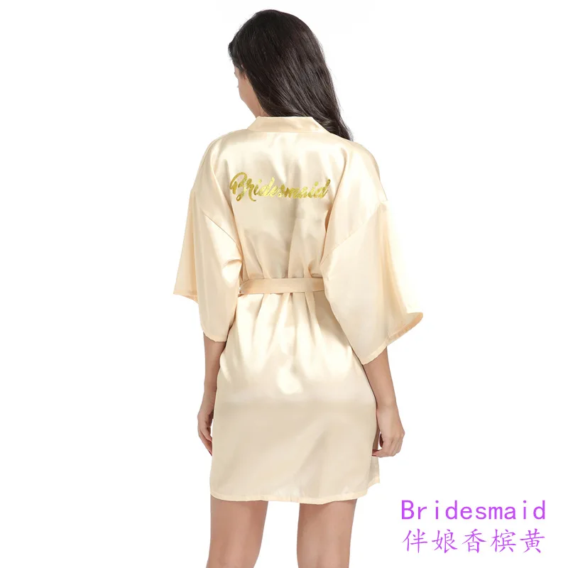 Satin Silk Robes Plus Size Wedding BathRobe Bride Bridesmaid Dress Gown Women Clothing Sleepwear Maid of Honor Rose Gold Pink