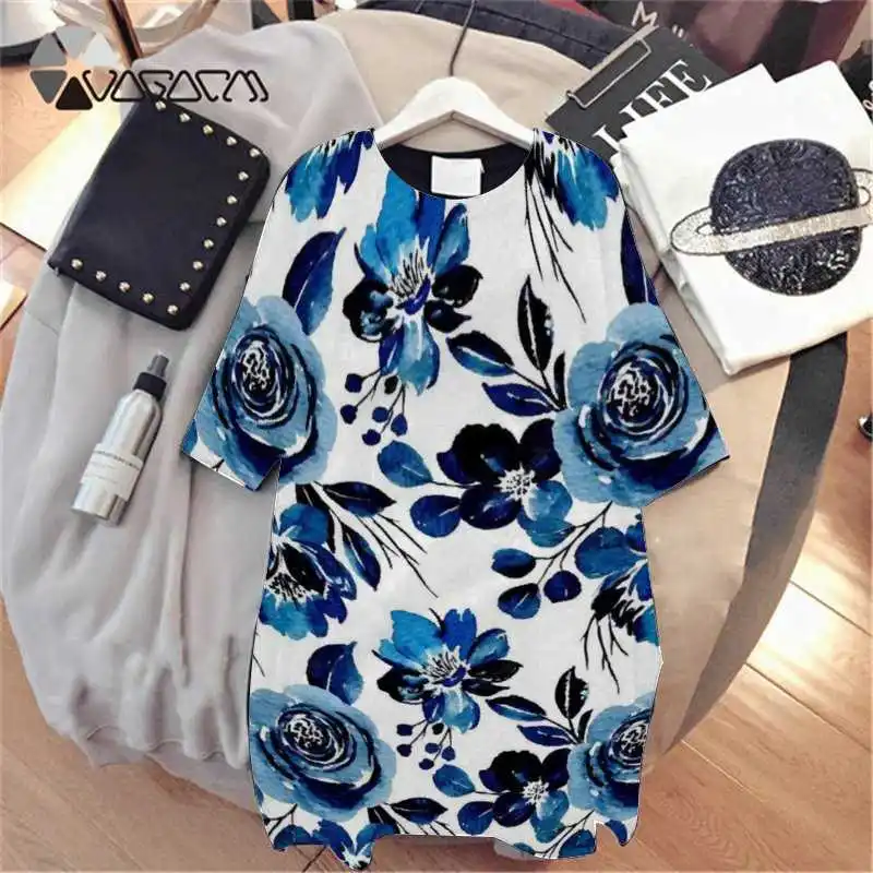 

Women's Dresses Korean Style Summer Dress Sexy O Neck Vestido Floral Leaves Print Female Dress Ladies Casual Robe Femme Clothing