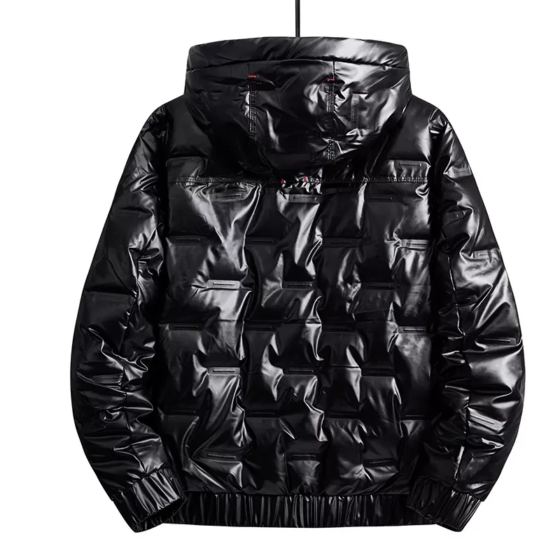 2022New Casual Down Jacket 2022 Winter New Boutique White Duck Down Thick Warm Fashion Print Mens Slim Hooded White Black Down C