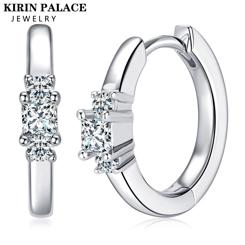

Women's Moissanite Hoop Earrings With GRA D Color VVS1 Diamond Earrings Trend Silver 925 Real Fine Jewelry