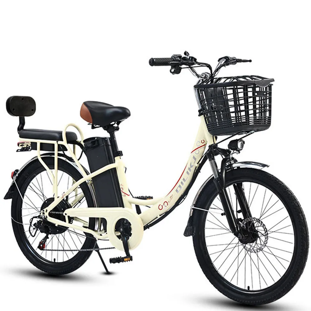 

26 Inches Electric Bicycle Lithium Battery Unisex Aluminum Frame Dual Disc Brakes Shock Absorption Bold Wear-Resistant Tires