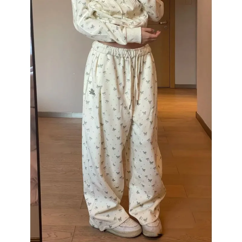 Deeptown Y2k Брюки большого размера с бантом в американском стиле Повседневные