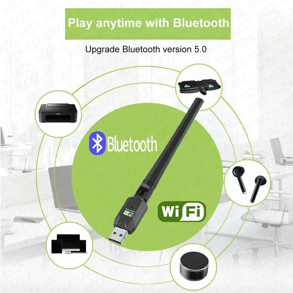 Фото 650M 5G 2.4G Ethernet Сетевая карта WiFi Dongle USB Blue tooth Wi-Fi адаптер 2в1 двухдиапазонный приемник ПК Настольные аксессуары для ноутбуков №3