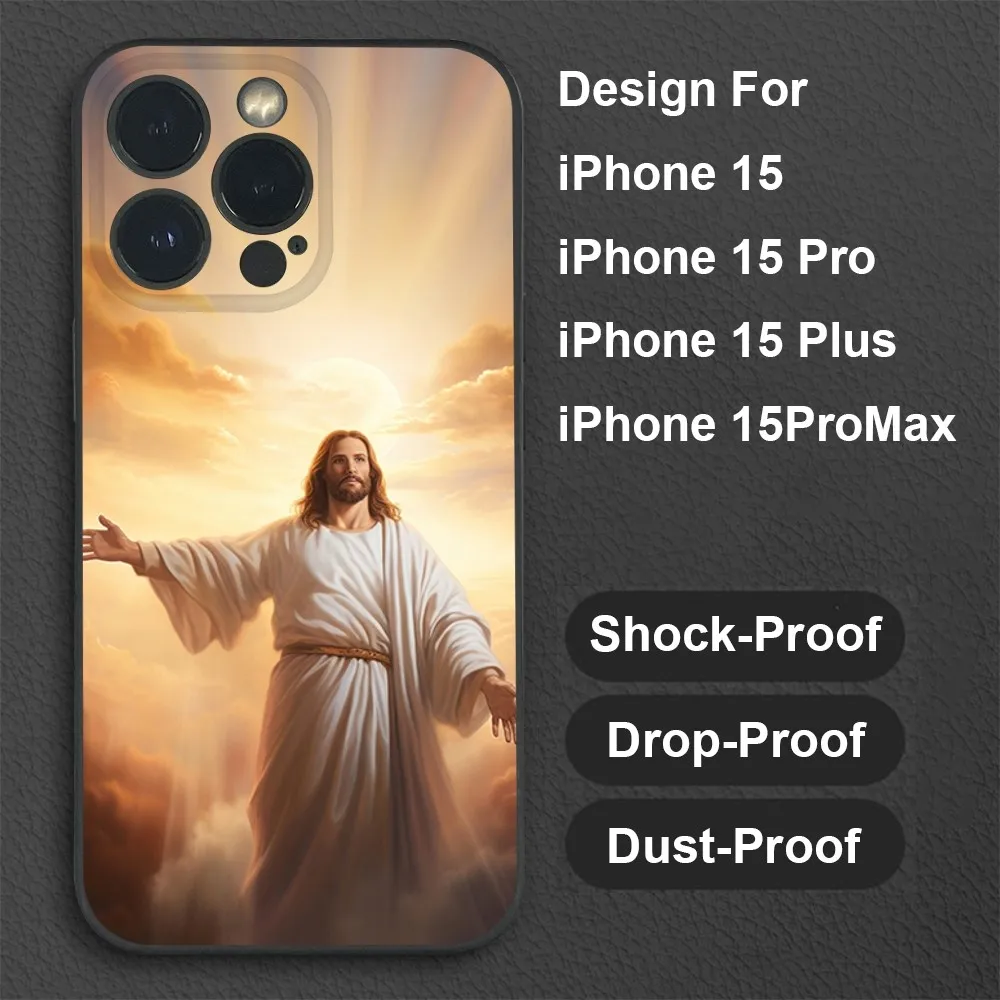 Чехол для телефона F-Faith Christian Jesus Cool iPhone 15 14 13 12 11 Pro Xs Max Mini XR X 7 8 Plus черный матовый