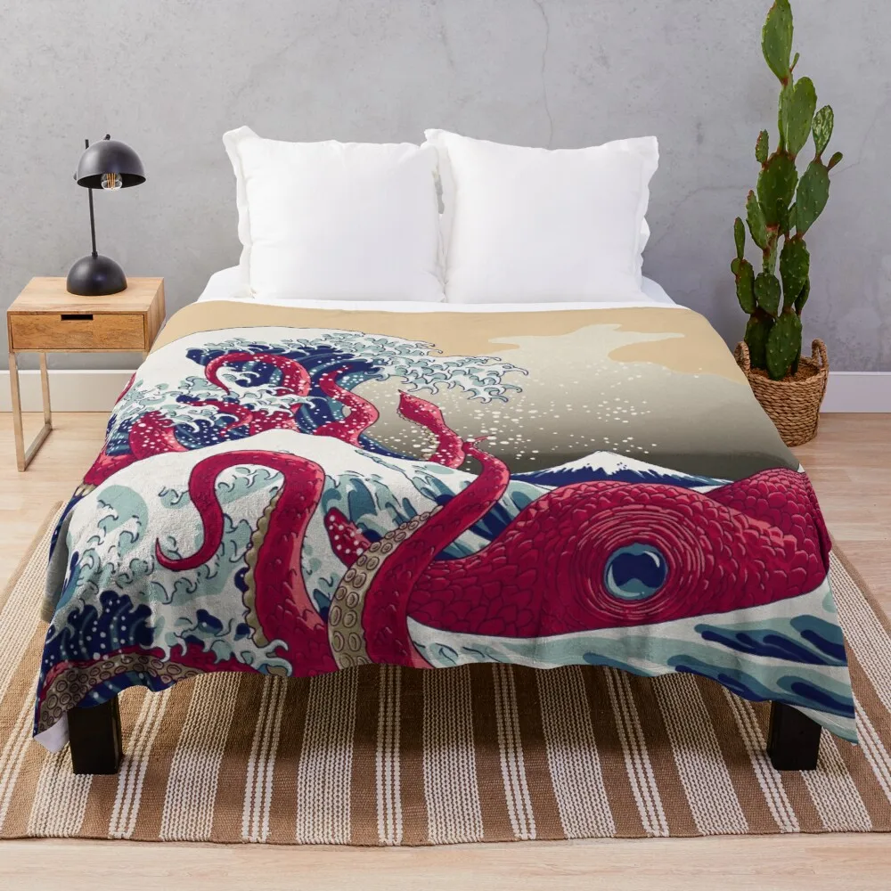 

Одеяло-осьминог, одеяло в винтажном стиле с мультяшным принтом, Фланелевое Флисовое одеяло для всех сезонов, для дивана, кровати, дивана, стула