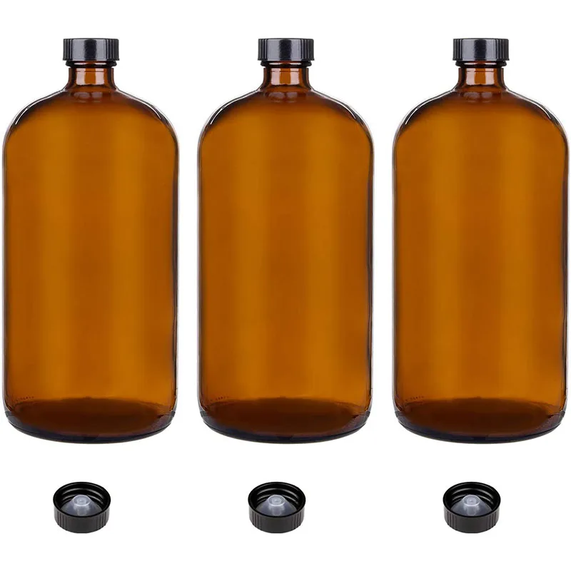 With Tight Seal Caps, Brown Glass Bottles Boston Round Apothecary Jars  Home Brewing  Kefir