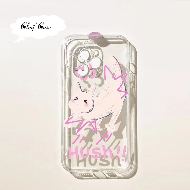 

Clmj Funny Cute Cat Phone Case For iPhone 11 12 Mini 13 14 Pro Max XR X XS Max Se 2020 7 8 Plus Silicone Soft Protective Cover