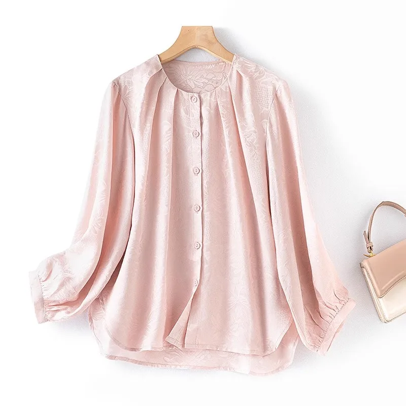Женская модная новинка 2024 рубашка из 100% натурального шелка тутового шелкопряда с
