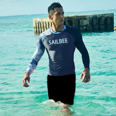 

Men's Long Sleeve Sunscreen Swimsuit Men's Top Surf Scuba Diving Snorkeling Suit Wetsuit Split Jellyfish Suit Boating Wetsuit