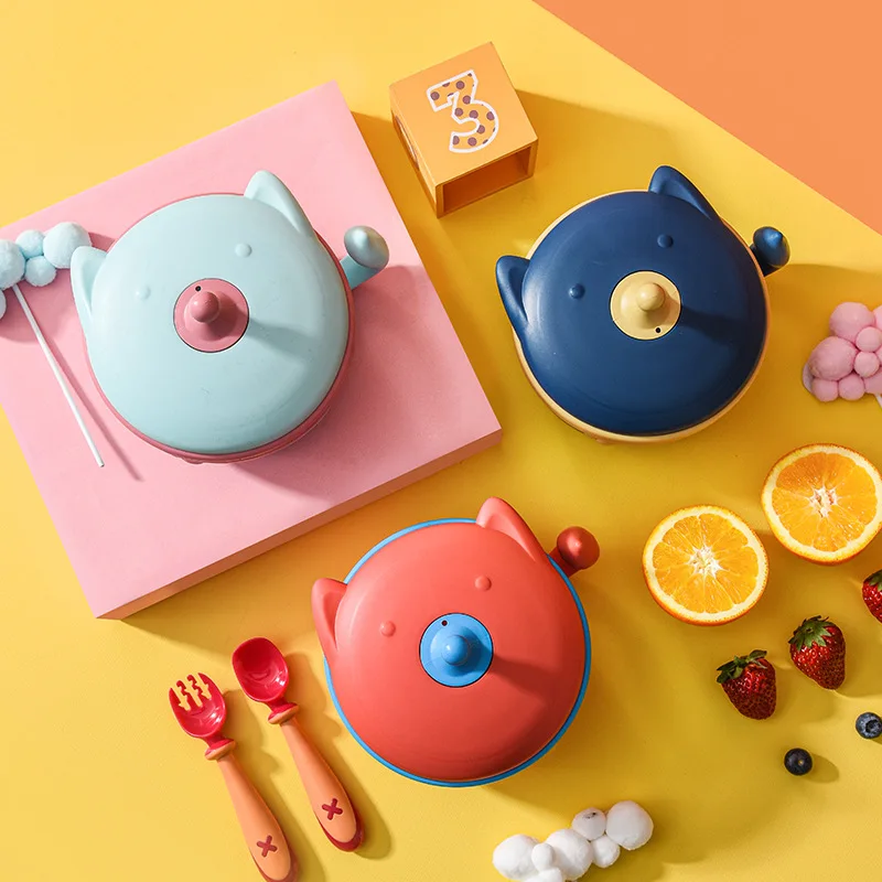 

Детская изоляционная чаша из нержавеющей стали, набор детской посуды, пищевая добавка, чаша, ложка, съемная детская чашка на присоске