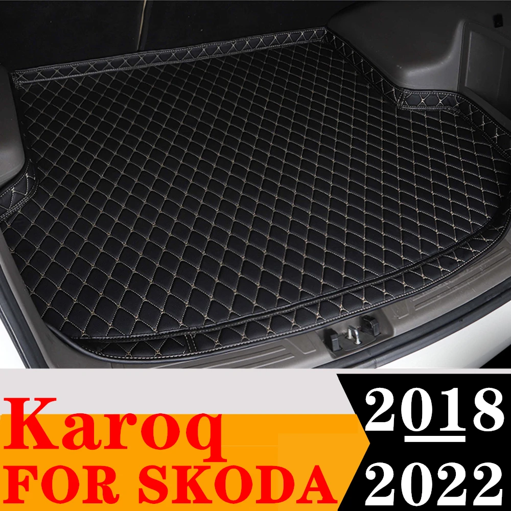 

Автомобильный коврик для багажника Sinjayer, всесезонный Автомобильный багажник, коврик для багажника, ковер, высокая боковая Задняя подкладка для груза, подходит для SKODA Karoq 2018 19-2022