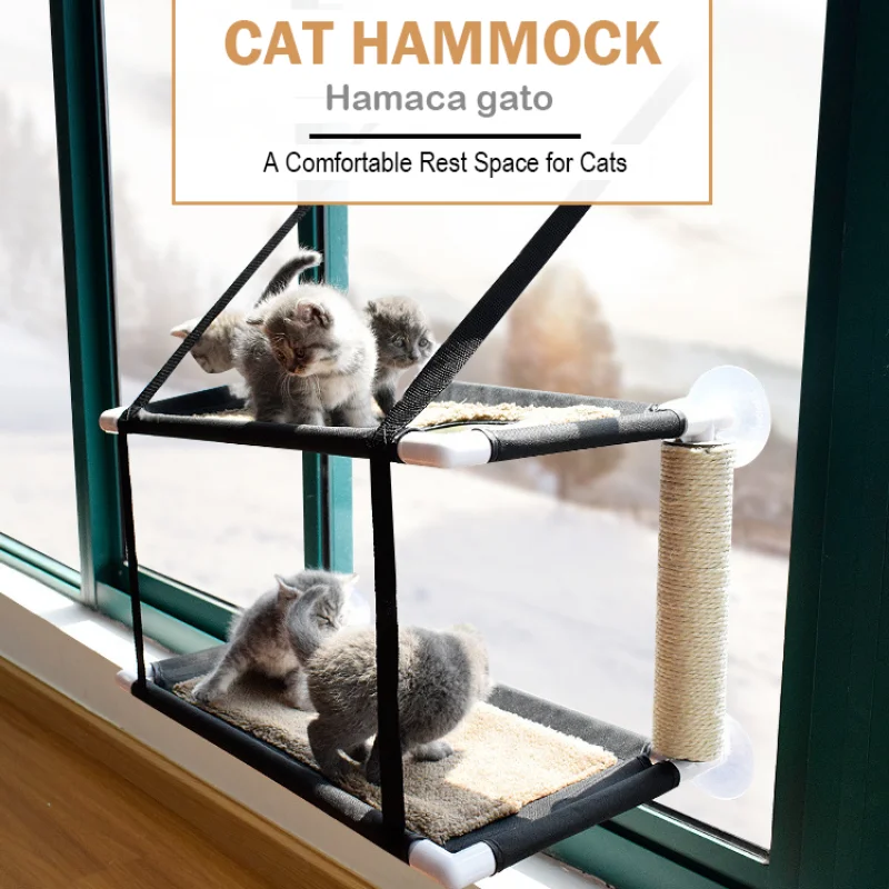

Cat Window Bed Cat Hammock Pet Waterproof Fabric Cat Bed Cat Climbing Sleeping Mattress Single Layer Double Bearing 20kg