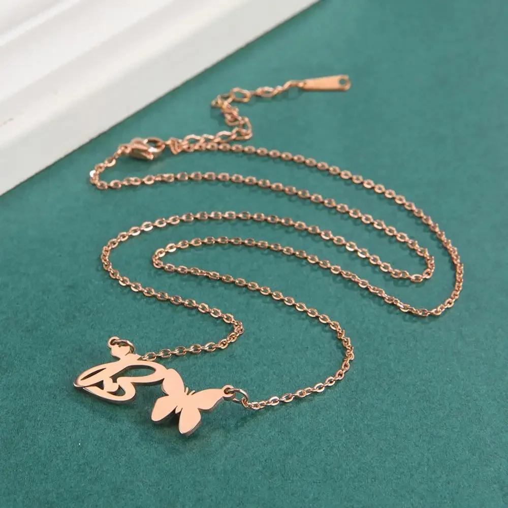 Ожерелье с подвеской-бабочкой из нержавеющей стали