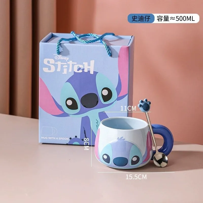 Фото Кружка Lilo & Stitch с принтом в стиле аниме Дисней, керамическая кружка Kawaii, кофейная кружка для офиса и общежития, кухонные принадлежности, праздничные подарки №5