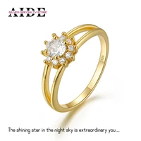 aide 925 sterling silver twisted lines zircon gold ring for women crystal snowflake rings wedding jewelry anillos plata bague