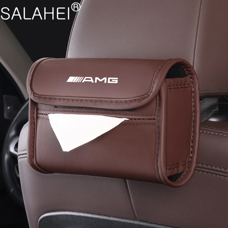 

PU Leather Car Logo Tissue Box For Mercedes-Benz Smart Eq Fortwo Forfour 453 451 452 450 454 Auto Interior Storage Accessories