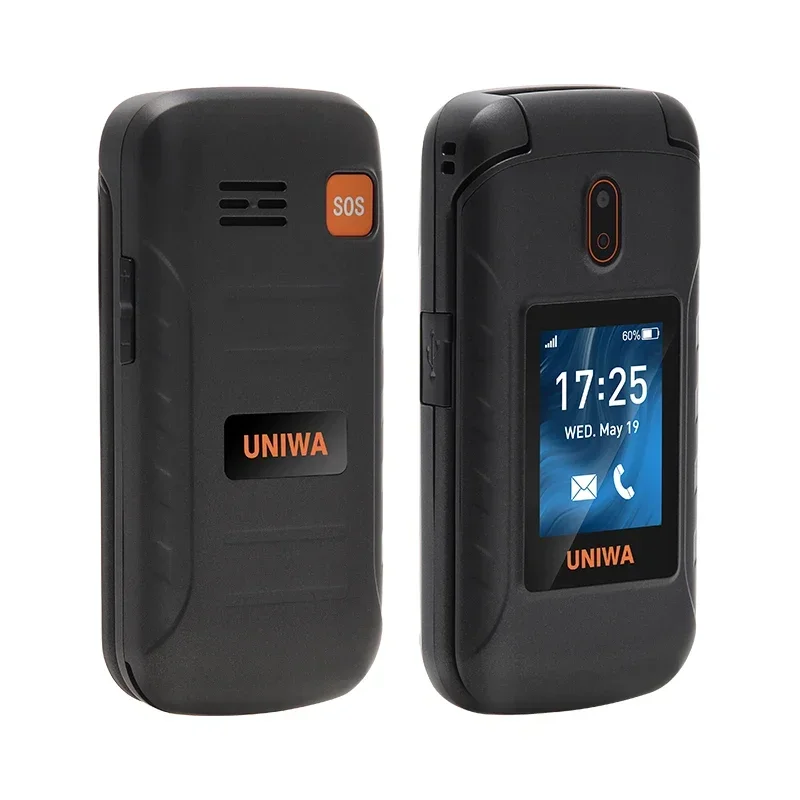 UNIWA Classic Flip Design V909T Двойной экран VoLTE 4G SOS Многоязычный телефон с разблокированной