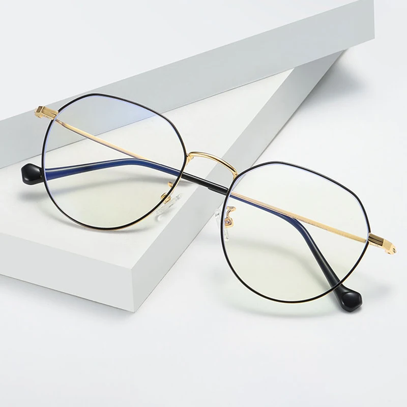 

Retro Korea Style Full Rim Metal Frame Glasses For Man and Woman with Anti-Blue Light Optical Eyewears