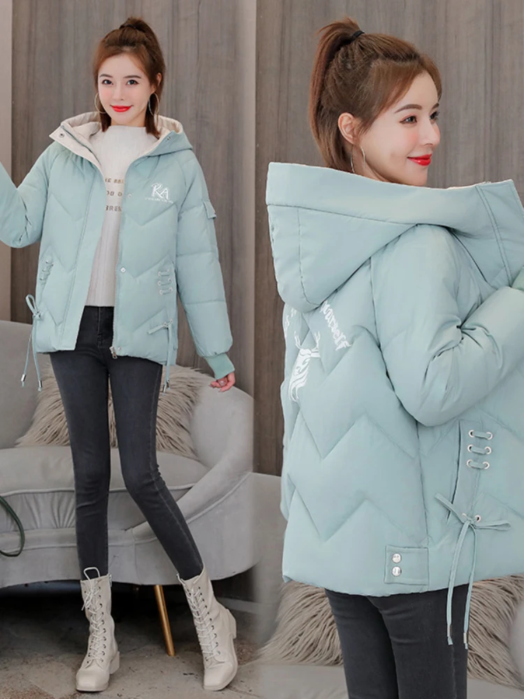 2025 зимняя женская куртка с капюшоном пальто хлопковая одежда короткая новая