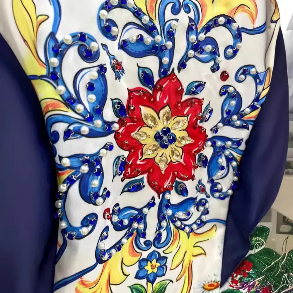 2024 новое летнее женское платье с круглым вырезом без рукавов украшенное стразами