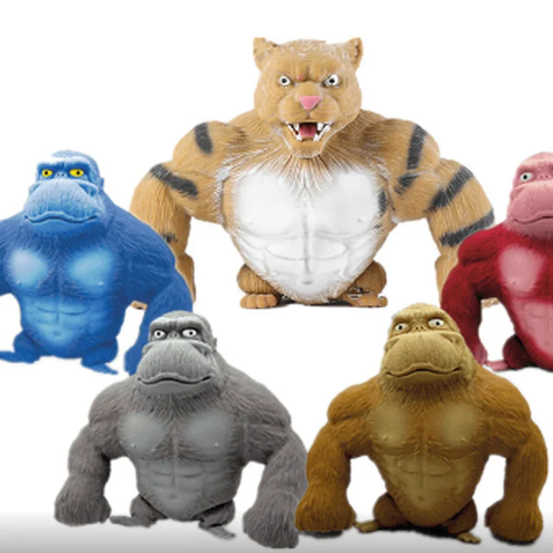 15CM Squeeze Orangutan Toys Gorilla Tiger Decompression Toys Squeeze Stretch Vent Doll Stress Relief Animals Gorilla Kids Gifts
