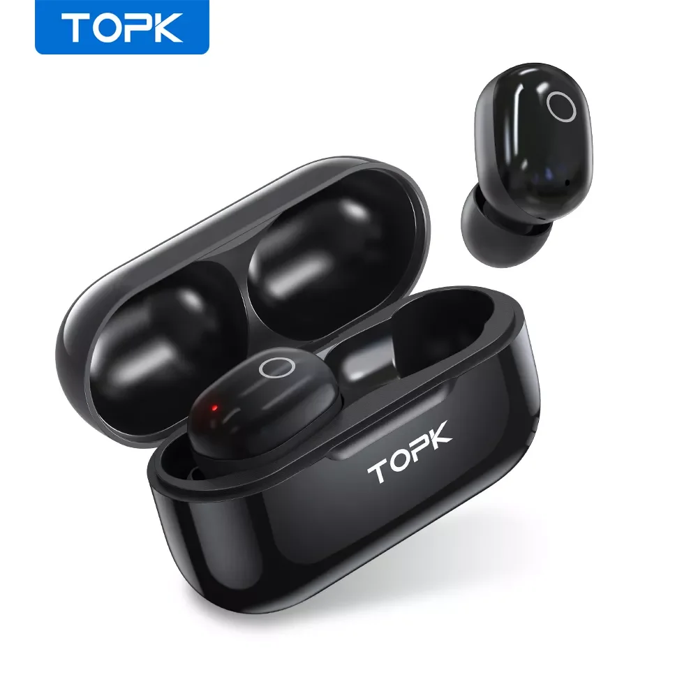 

TOPK T12 Wireless Bluetooth-compatible Headphones Touch Control Earphones Earbuds 3D Stereo Gaming Sport Headset with battery