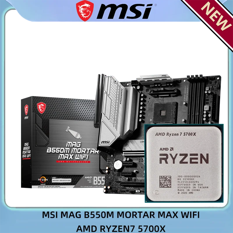 

AMD RYZEN7 5700X OEM CPU + MSI MAG B550M MORTAR MAX WIFI DDR4 Motherboard AM4 MATX PC WIFI6E GAMING