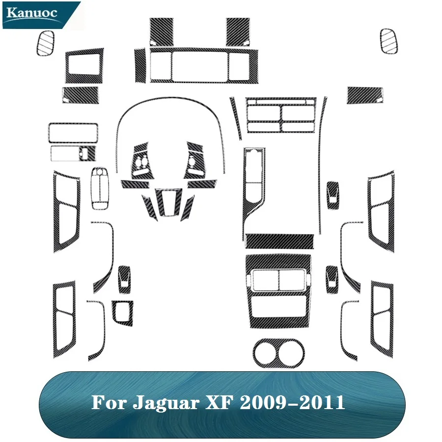 

Черные наклейки из углеродного волокна для Jaguar XF 2009 2010 2011, декоративные аксессуары для салона автомобиля, приборной панели, рычага переключ...