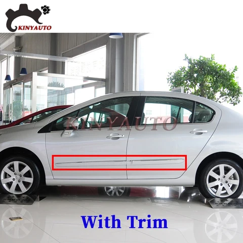 Для Peugeot 408 2010 11 12 13, боковое литье, Хромированная передняя и задняя дверь, Декоративная полоса против царапин, защитная пластина