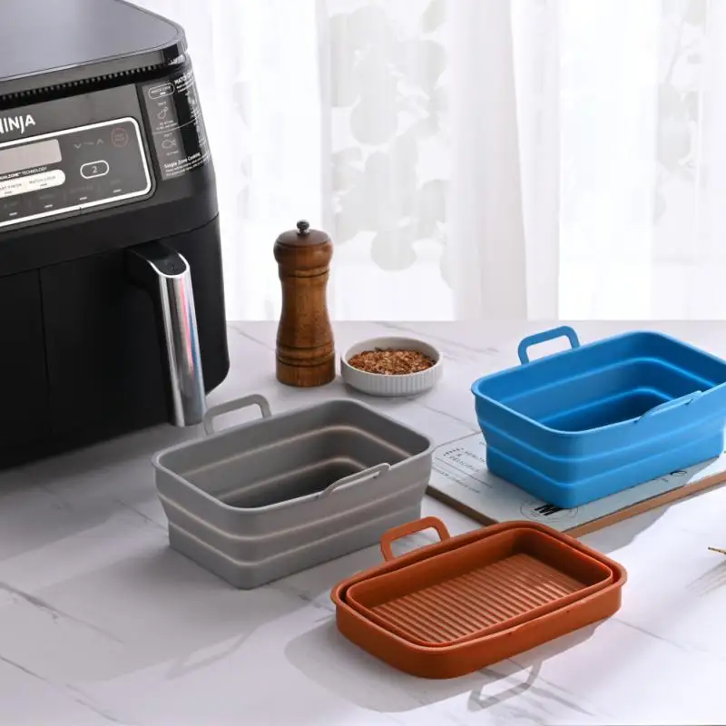 

Replace Reusable Liner Basket Replacement Foldable Air Fryer Silicone Pot Kitchen Tool Square Baking Tray Rectangular Airfryer