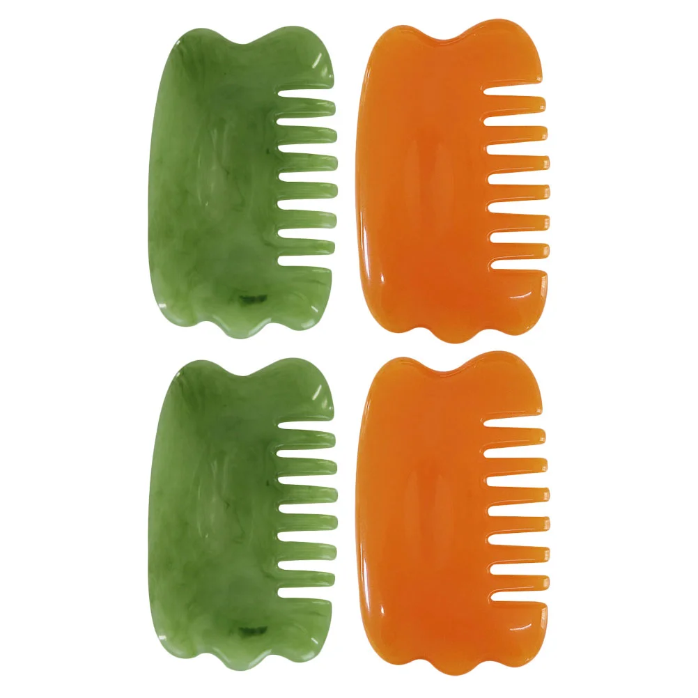 

4Pcs Resin Combs Practical Home Hair Combs Tools Orange Green