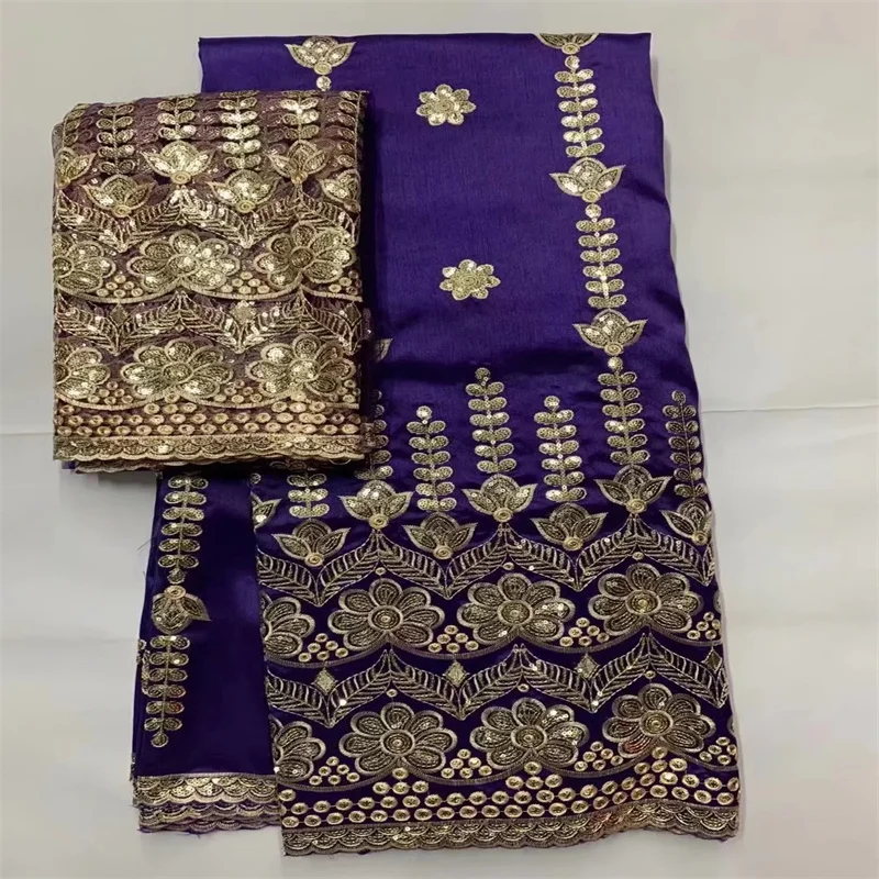 

High Quality 5+2 Yards African George Lace Fabric With Net Sequins And Stones Embroidered George Lace Fabric For the wedding LXE