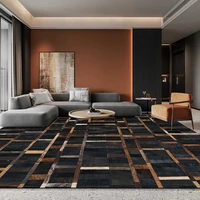 modern minimalist blackgold plaid stitching carpet living room luxury bedroom home nordic coffee table mat bedroom bedside rugs