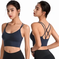 women sports bra running fitness underwear female shockproof lingerie strap cross back camisole quick dry yoga clothes vest