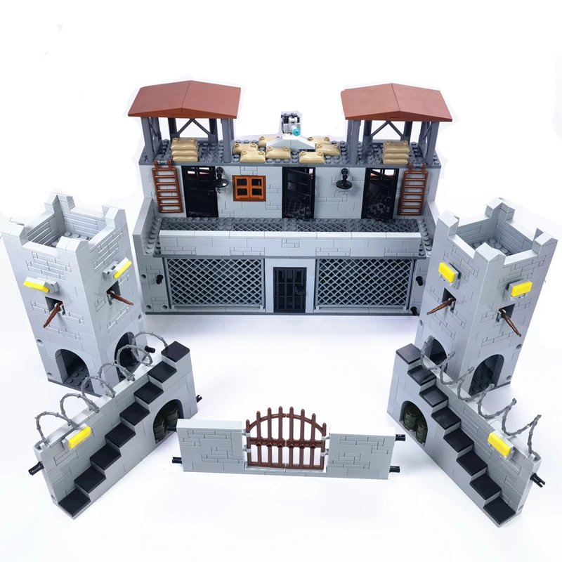 Строительные блоки WW2 военный лагерь POW кирпичи оружие строительные MOC игрушки