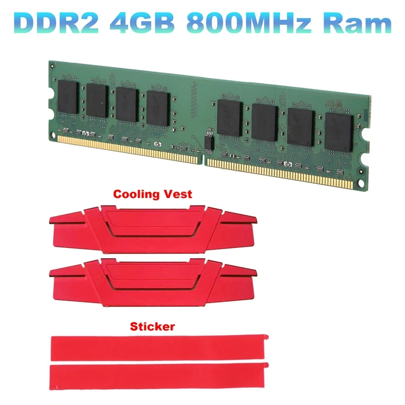 

Оперативная память DDR2 4 Гб + охлаждающий жилет, 800 МГц, 240 контактов, 1,8 в, DIMM для AMD, ОЗУ для настольного ПК